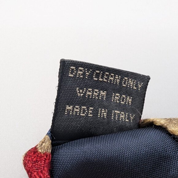 Ermenegildo Zegna 100% Silk Made in Italy Vintage Neo Classic Gold Red Blue Tie - Picture 6 of 8